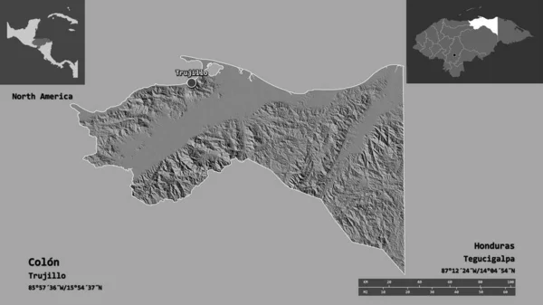 Alakja Vastagbél Megye Honduras Tőke Távolsági Skála Előnézet Címkék Kétszintes — Stock Fotó