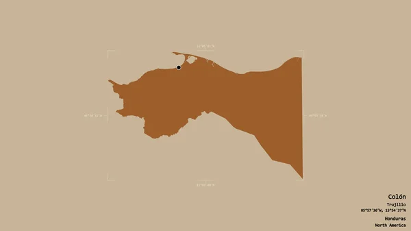 Район Колон Департамент Гондураса Изолирован Твердом Фоне Геометрической Коробке Метки — стоковое фото