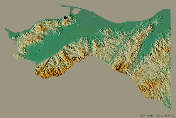 Alakja Vastagbél Osztály Honduras Tőke Elszigetelt Szilárd Színű Háttér Topográfiai — Stock Fotó