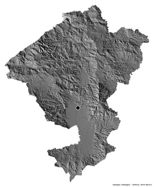 Kształt Comayagua Departament Hondurasu Jego Kapitału Izolowane Białym Tle Dwupoziomowa — Zdjęcie stockowe
