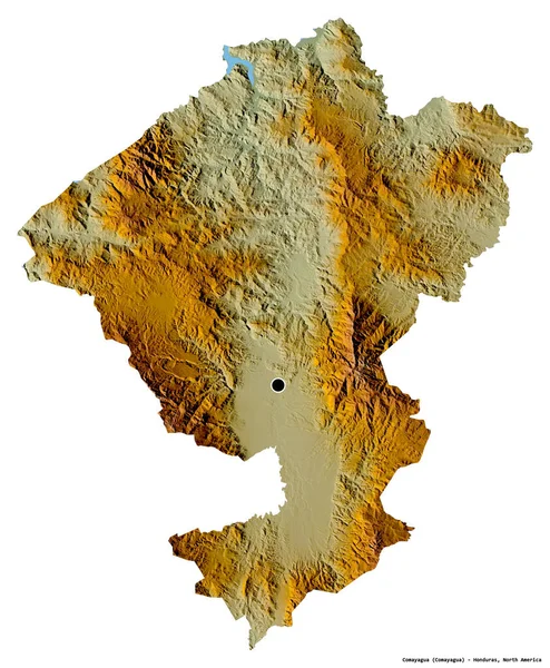 Форма Комаягуа Департамент Гондурасу Столицею Ізольованою Білому Тлі Карта Рельєфу — стокове фото