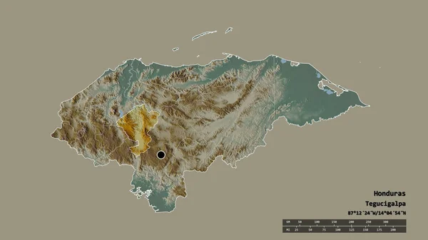Forma Desnaturalizada Honduras Con Capital Principal División Regional Área Separada —  Fotos de Stock