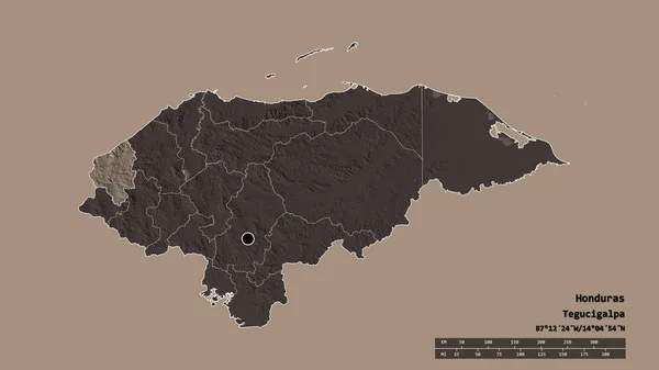 Forma Desnaturalizada Honduras Con Capital Principal División Regional Área Separada — Foto de Stock