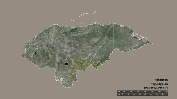 Afmættet Form Honduras Med Sin Hovedstad Vigtigste Regionale Division Det - Stock-foto