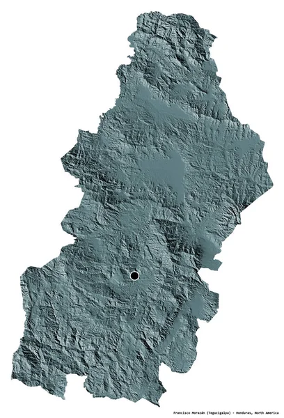 Forma Francisco Morazan Departamento Honduras Com Sua Capital Isolada Fundo — Fotografia de Stock