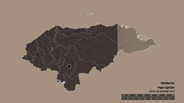 Forma Desnaturalizada Honduras Con Capital Principal División Regional Área Separada — Foto de Stock