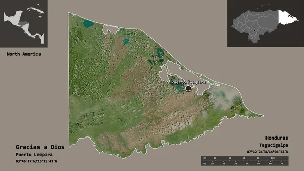 Форма Грасіас Діос Департамент Гондурас Його Столиця Масштаб Відстаней Превью — стокове фото