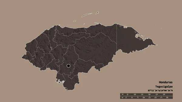 Forma Desnaturalizada Honduras Con Capital Principal División Regional Zona Separada —  Fotos de Stock