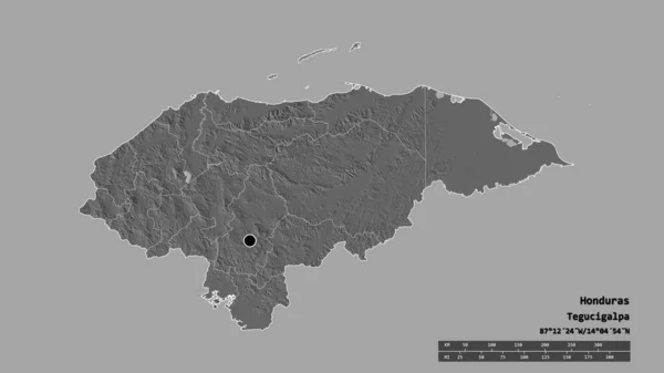 Forma Desnaturalizada Honduras Con Capital Principal División Regional Zona Separada — Foto de Stock