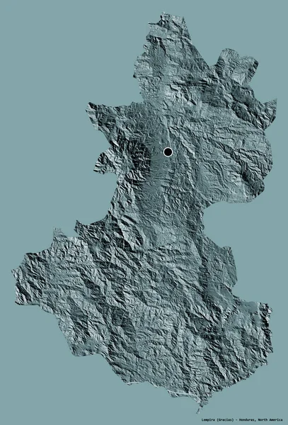 ホンジュラスの首都レンピラの形は しっかりとした色の背景に隔離されています 色の標高マップ 3Dレンダリング — ストック写真