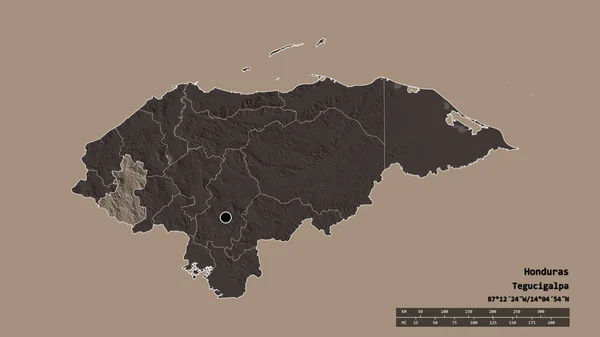 Σχήμα Της Ονδούρας Πρωτεύουσα Κύρια Περιφερειακή Διαίρεση Και Την Ξεχωριστή — Φωτογραφία Αρχείου