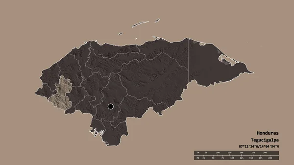 Forma Desnaturalizada Honduras Con Capital Principal División Regional Zona Separada — Foto de Stock