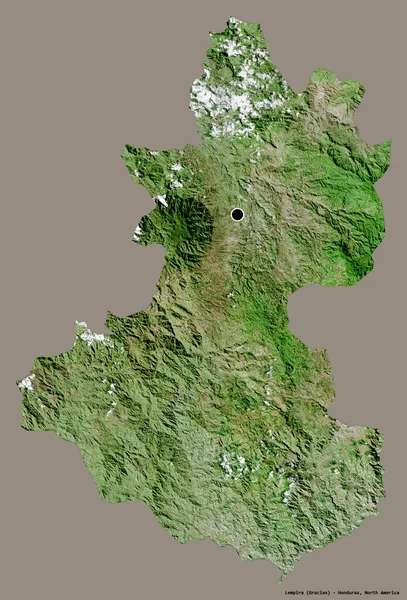 洪都拉斯省伦皮拉的形状 其首都以纯色背景隔离 卫星图像 3D渲染 — 图库照片