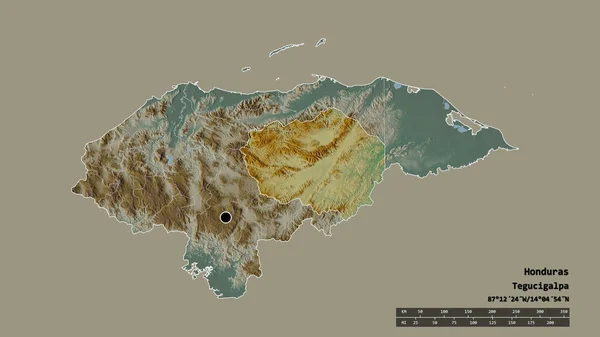Forma Desnaturalizada Honduras Con Capital Principal División Regional Área Separada — Foto de Stock