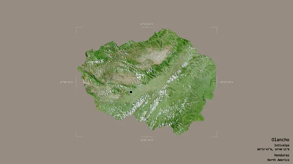 洪都拉斯省奥兰乔省的一个地区 在一个地理参照框的坚实背景下被隔离 卫星图像 3D渲染 — 图库照片