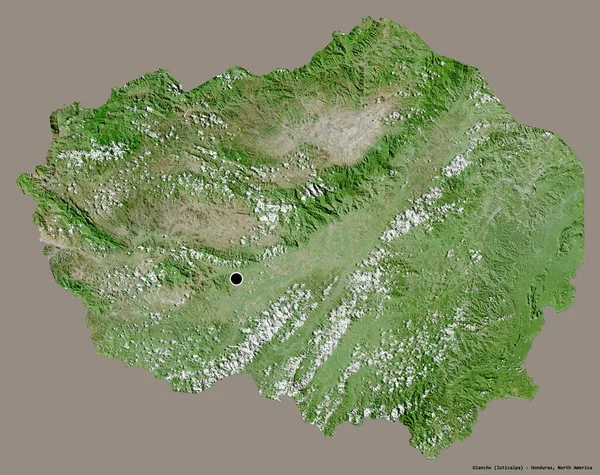 ホンジュラスのオランチョ県の形で その首都はしっかりとした色の背景に隔離されています 衛星画像 3Dレンダリング — ストック写真