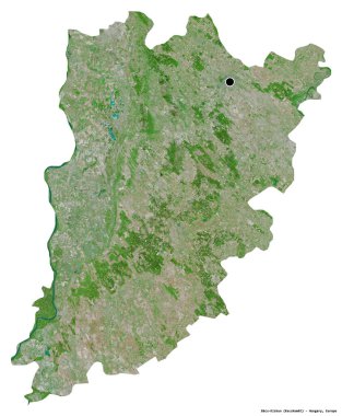 Macaristan 'ın Bacs-Kiskun ilçesi, başkenti beyaz arka planda izole edilmiştir. Uydu görüntüleri. 3B görüntüleme
