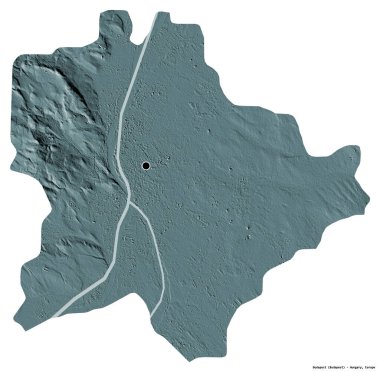 Macaristan 'ın başkenti Budapeşte' nin beyaz arka planda kalan başkenti. Renkli yükseklik haritası. 3B görüntüleme