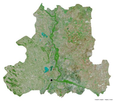 Macaristan 'ın başkenti Csongrad' ın beyaz arka planda izole edilmiş hali. Uydu görüntüleri. 3B görüntüleme