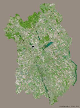 Macaristan 'ın Fejer ilçesi, başkenti koyu renk arka planda izole edilmiştir. Uydu görüntüleri. 3B görüntüleme