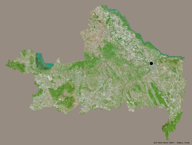 Macaristan 'ın Gyor-Moson-Sopron şehrinin başkenti katı bir renk arkaplanı ile izole edilmiştir. Uydu görüntüleri. 3B görüntüleme