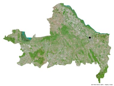 Macaristan 'ın başkenti Gyor-Moson-Sopron' un beyaz arka planda izole edilmiş hali. Uydu görüntüleri. 3B görüntüleme
