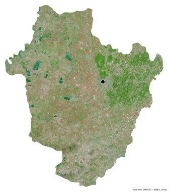 Macaristan 'ın başkenti Hajdu-Bihar' ın beyaz arka planda izole edilmiş hali. Uydu görüntüleri. 3B görüntüleme