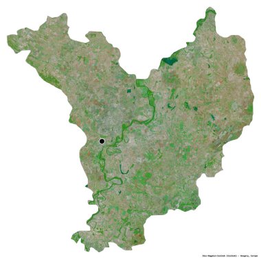 Macaristan 'ın başkenti Jasz-Nagykun-Szolnok' un beyaz arka planda izole edilmiş hali. Uydu görüntüleri. 3B görüntüleme