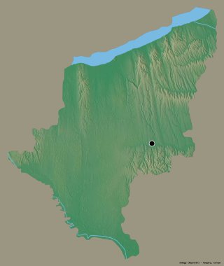 Macaristan 'ın Somogy ilçesi, başkenti katı renk arkaplanı ile izole edilmiştir. Topografik yardım haritası. 3B görüntüleme