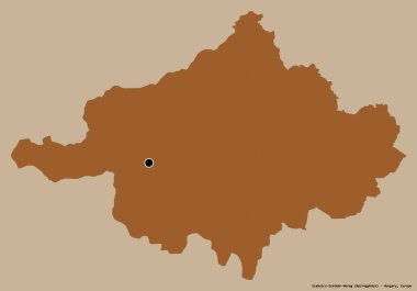 Macaristan 'ın başkenti Szabolcs-Szatmar-Bereg' in katı renk arkaplanı ile izole edilmiş hali. Desenli dokuların bileşimi. 3B görüntüleme
