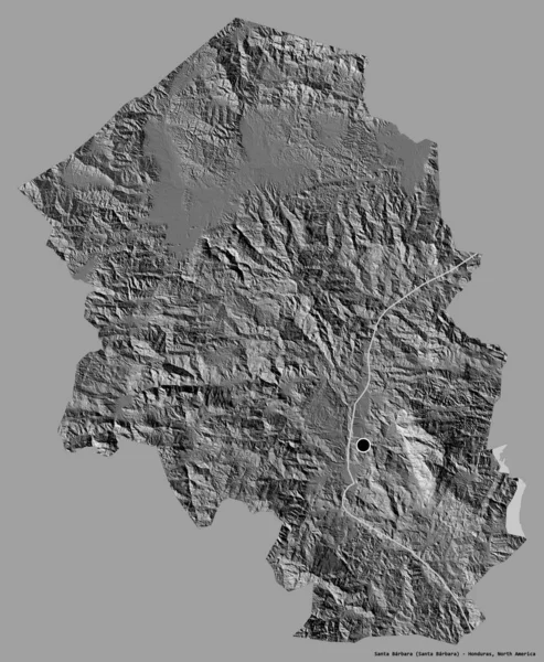 圣巴巴拉的形状 洪都拉斯省 其首都孤立在一个坚实的色彩背景 Bilevel高程图 3D渲染 — 图库照片