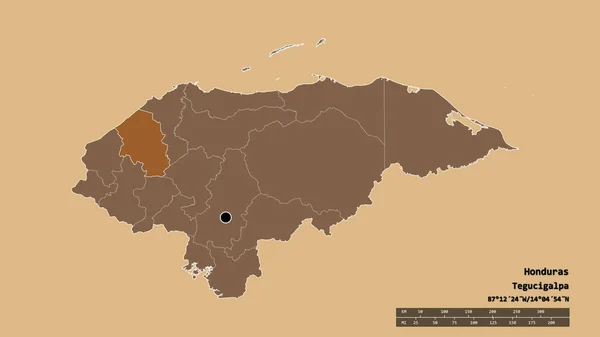 Zdesperowany Kształt Hondurasu Stolicą Głównym Oddziałem Regionalnym Wydzielonym Obszarem Santa — Zdjęcie stockowe