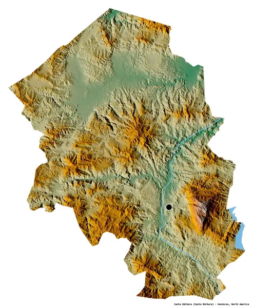 Форма Санта Барбары Департамент Гондураса Столицей Изолированной Белом Фоне Топографическая — стоковое фото