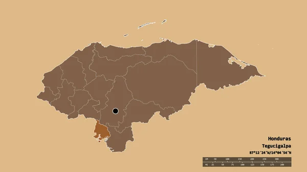 Forma Desnaturalizada Honduras Con Capital Principal División Regional Área Separada —  Fotos de Stock