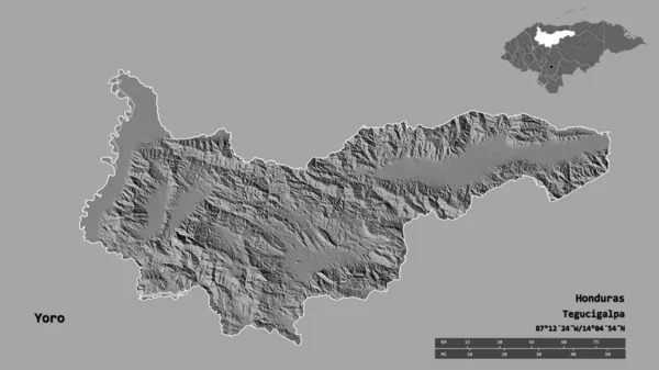 Forma Yoro Dipartimento Dell Honduras Con Sua Capitale Isolata Uno — Foto Stock