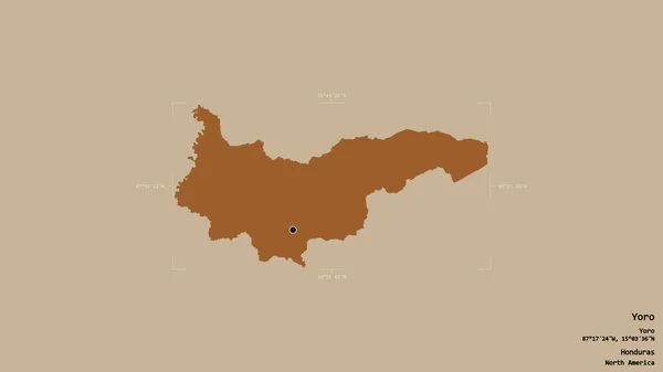 Район Йоро Департамент Гондураса Изолирован Твердом Фоне Геометрической Коробке Метки — стоковое фото