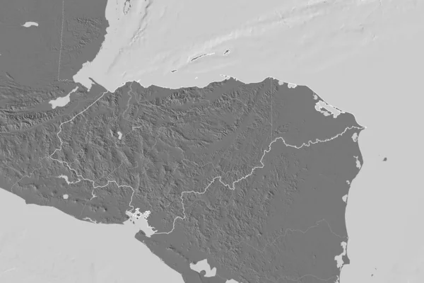 Área Extendida Honduras Con Contorno País Fronteras Internacionales Regionales Mapa — Foto de Stock