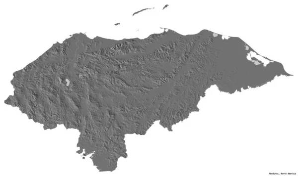Форма Гондураса Столицей Изолирована Белом Фоне Карта Рельефа Билевеля Рендеринг — стоковое фото