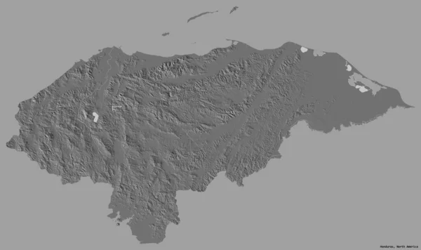 Forma Honduras Con Capital Aislado Sobre Fondo Color Sólido Mapa — Foto de Stock