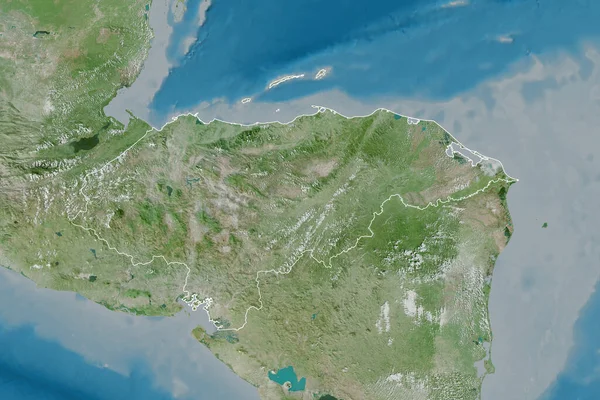概述洪都拉斯的扩展区域 卫星图像 3D渲染 — 图库照片