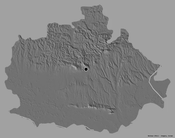 Macaristan Baranya Ilçesi Başkenti Koyu Renk Arka Planda Izole Edilmiş — Stok fotoğraf