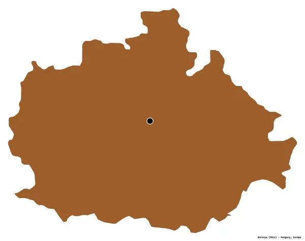 Forma Baranya Contea Ungheria Con Sua Capitale Isolata Sfondo Bianco — Foto Stock