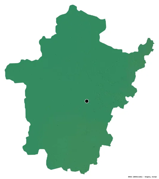 比克斯形状 匈牙利县 其首都被白色背景隔离 地形浮雕图 3D渲染 — 图库照片
