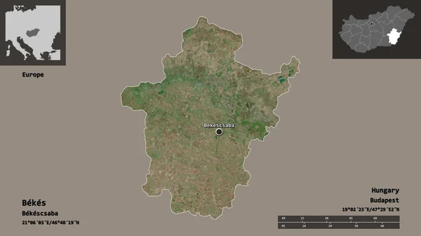 Tvar Bekes Okres Maďarsko Jeho Hlavní Město Měřítko Vzdálenosti Náhledy — Stock fotografie