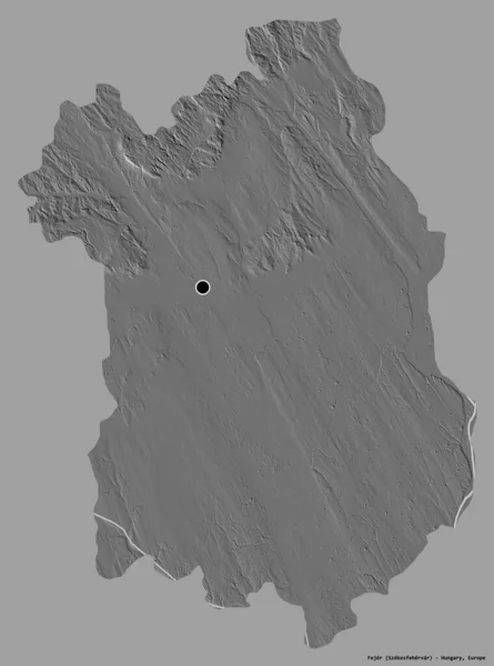 匈牙利县Fejer的形状 其首都被隔离在纯色的背景上 Bilevel高程图 3D渲染 — 图库照片