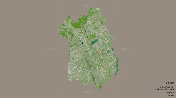 匈牙利县Fejer的一个地区 在一个地理参照框的坚实背景下被隔离 卫星图像 3D渲染 — 图库照片