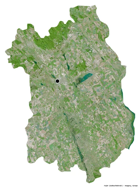 ハンガリーの県フェジャーの形で その首都は白い背景に隔離されています 衛星画像 3Dレンダリング — ストック写真