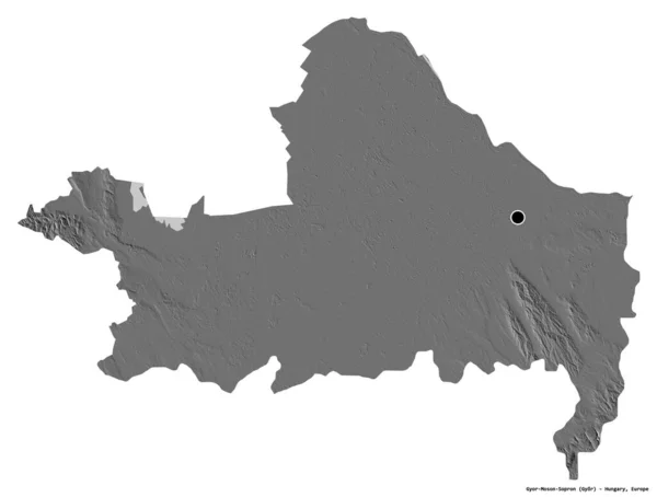 ハンガリーの郡であるGoy Moson Sopronの形で その首都は白い背景に孤立しています 標高マップ 3Dレンダリング — ストック写真