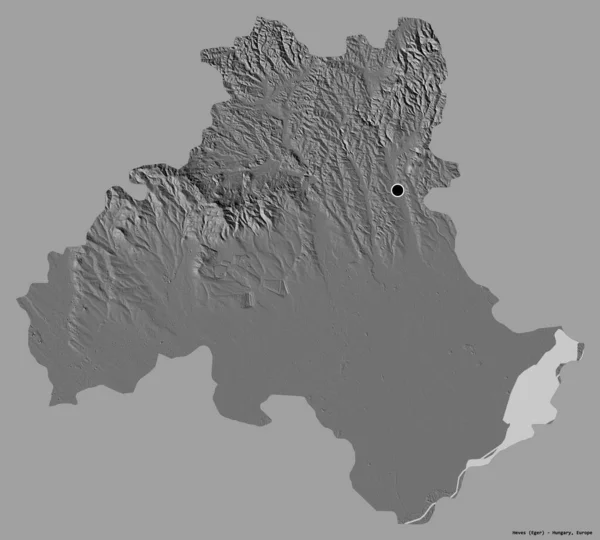 Forma Heves Condado Hungría Con Capital Aislada Sobre Fondo Color —  Fotos de Stock