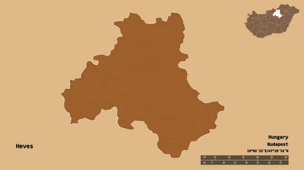 Forma Heves Provincia Hungría Con Capital Aislada Sobre Fondo Sólido — Foto de Stock